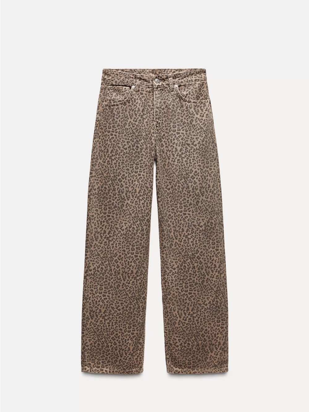 Zara Leopard Print wide-Leg Jeans - Brown